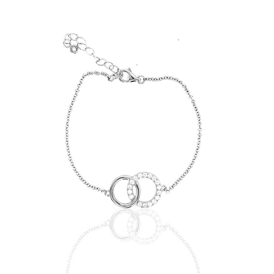 Sterling Silver Interlocking CZ Circle Bracelet - HK Jewels