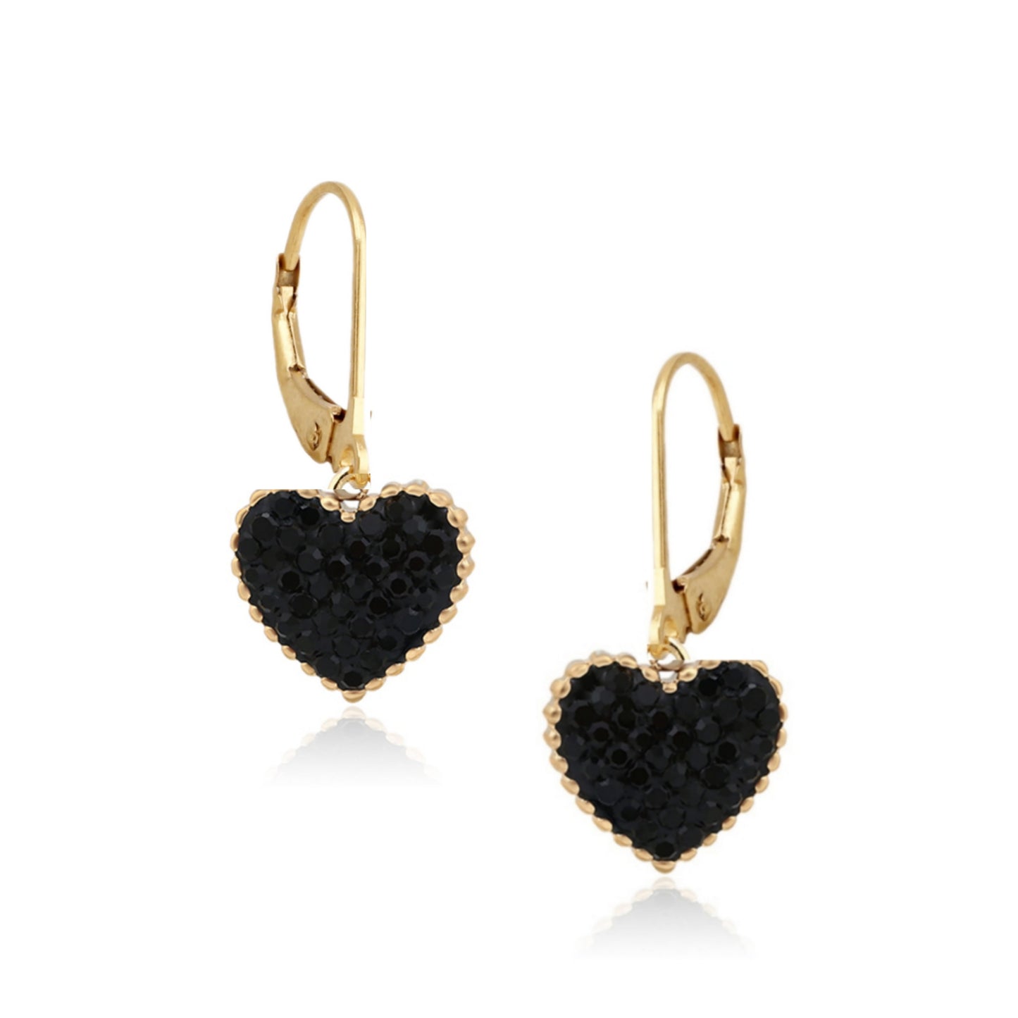 Surgical Steel Black Heart on Huggie Earrings - HK Jewels