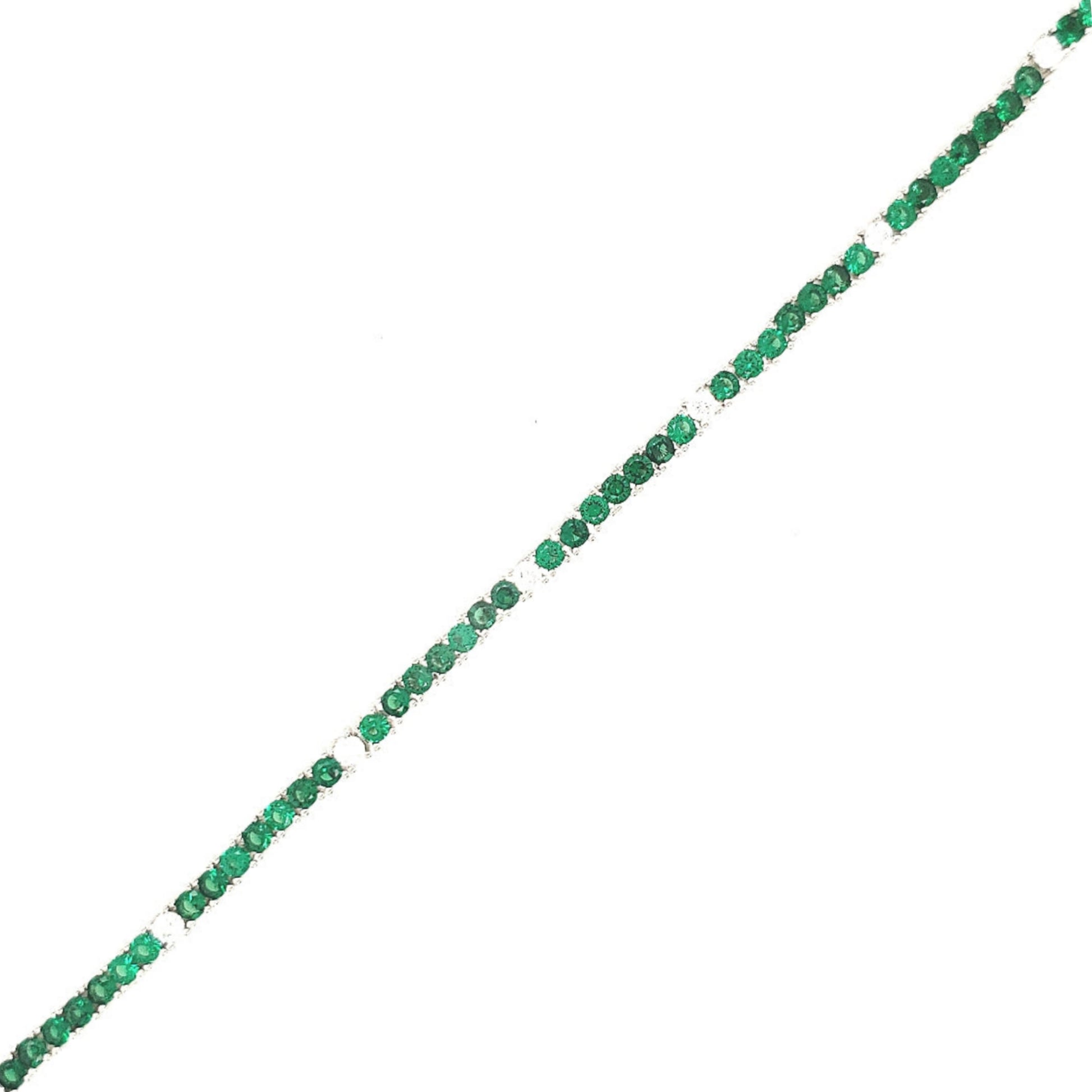 Sterling Silver Ruby, Emerald, and Sapphire Colored CZ Stone Tennis Bracelets - HK Jewels