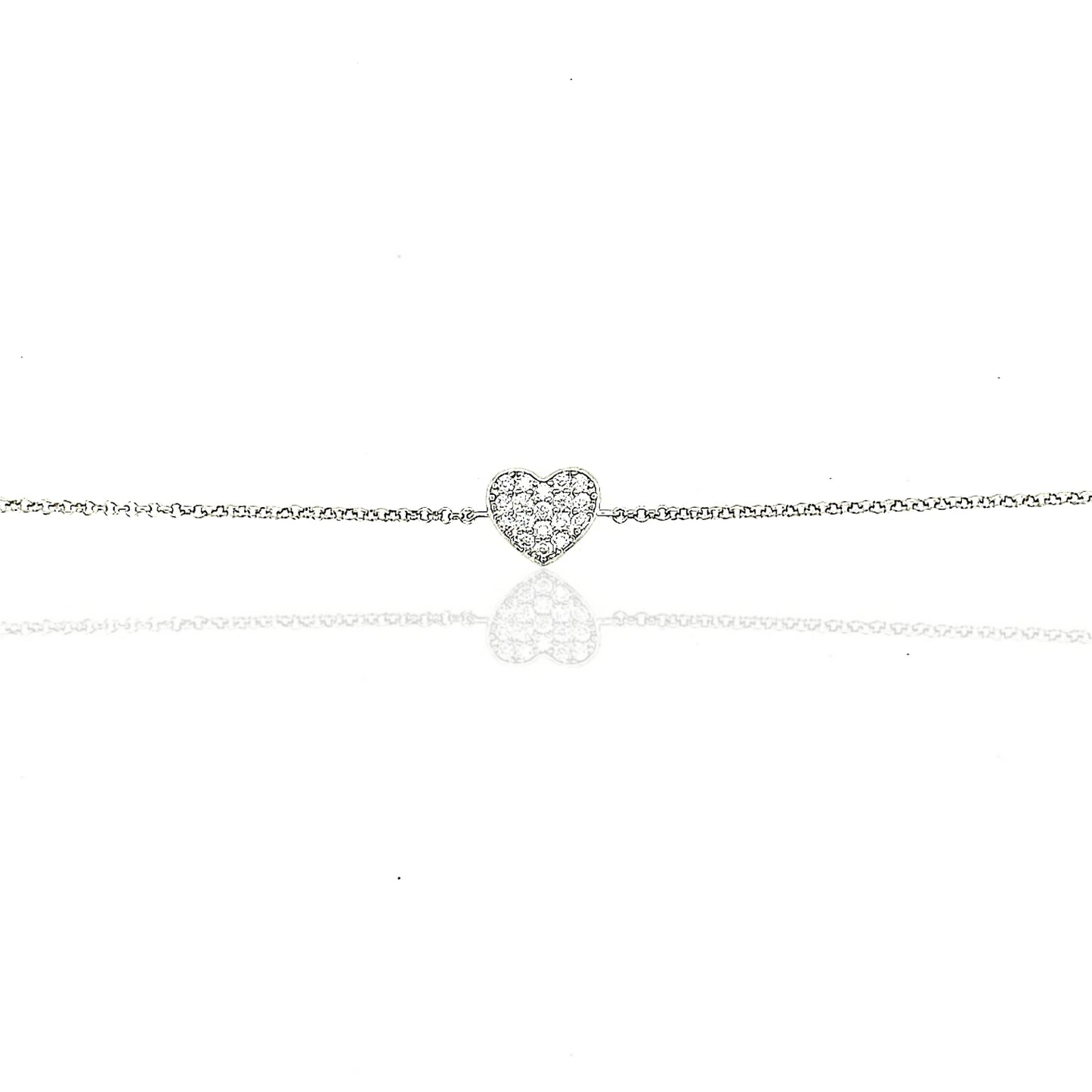 Sterling Silver Small CZ Heart Bracelet - HK Jewels