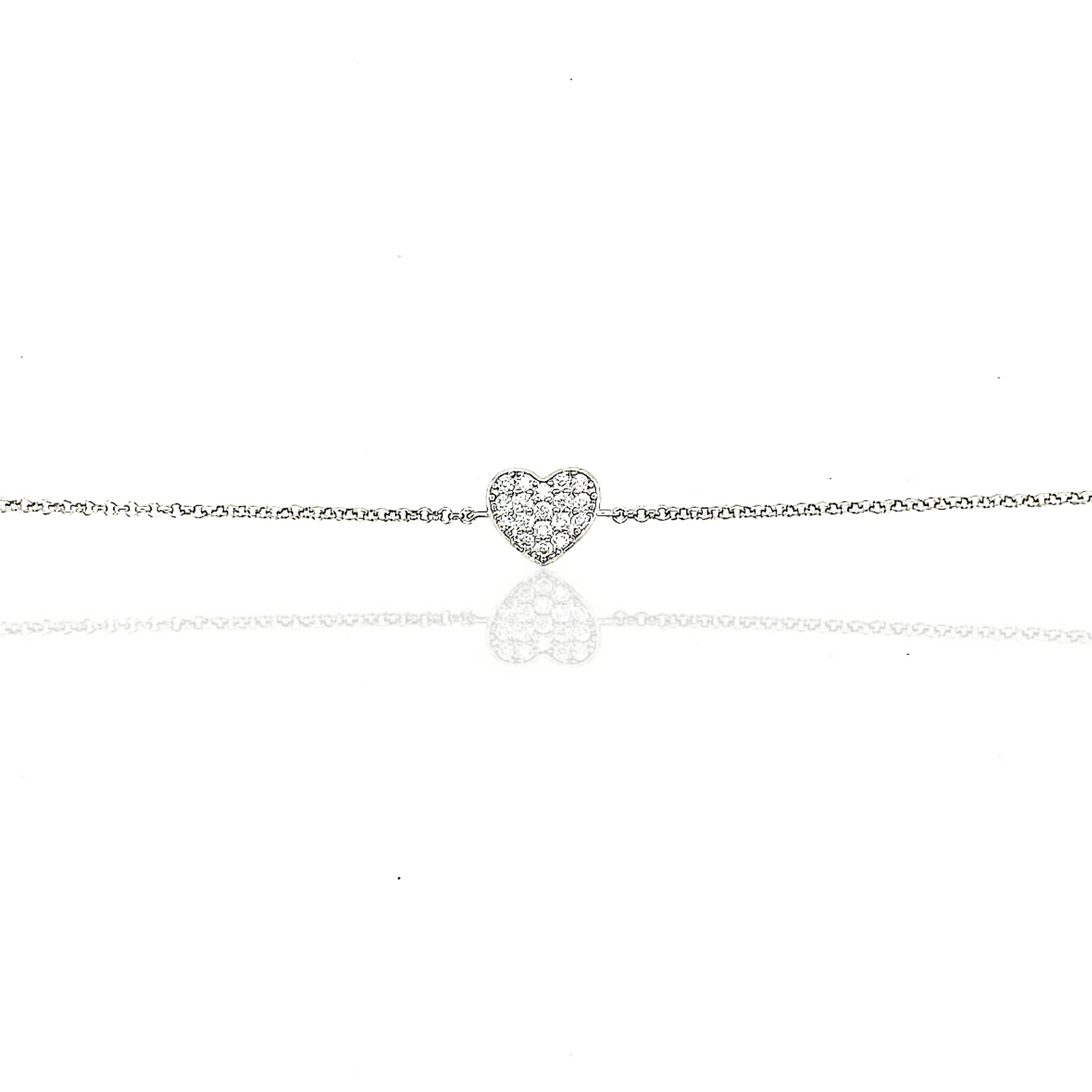 Sterling Silver Small CZ Heart Bracelet - HK Jewels