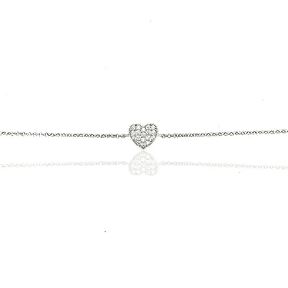 Sterling Silver Small CZ Heart Bracelet - HK Jewels