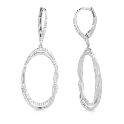 Sterling Silver CZ Oval Earrings with Side Braid - HK Jewels