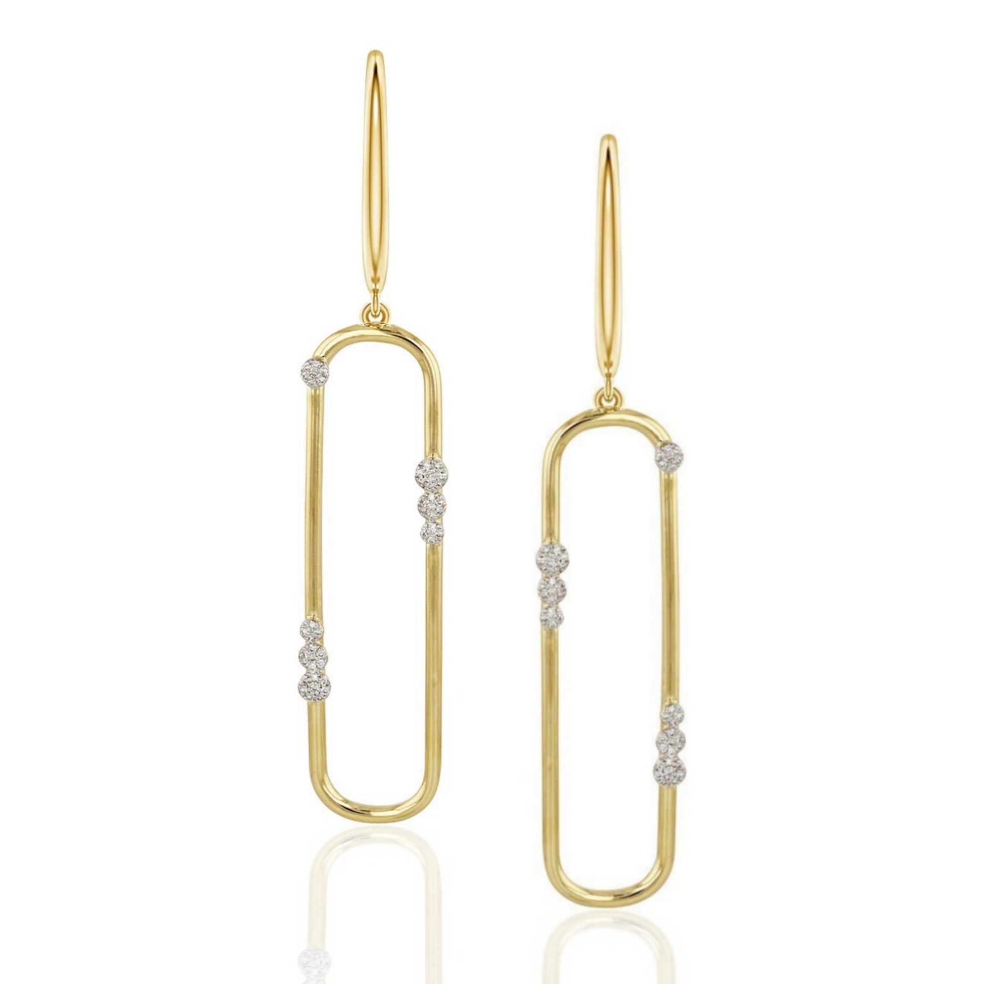 Gold Plated Sterling Silver "Diamond" Accent Paperclip Earrings - HK Jewels