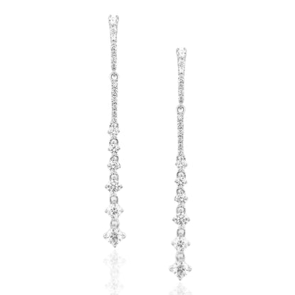 Sterling Silver Dangling Graduated Tennis Style Earrings - HK Jewels