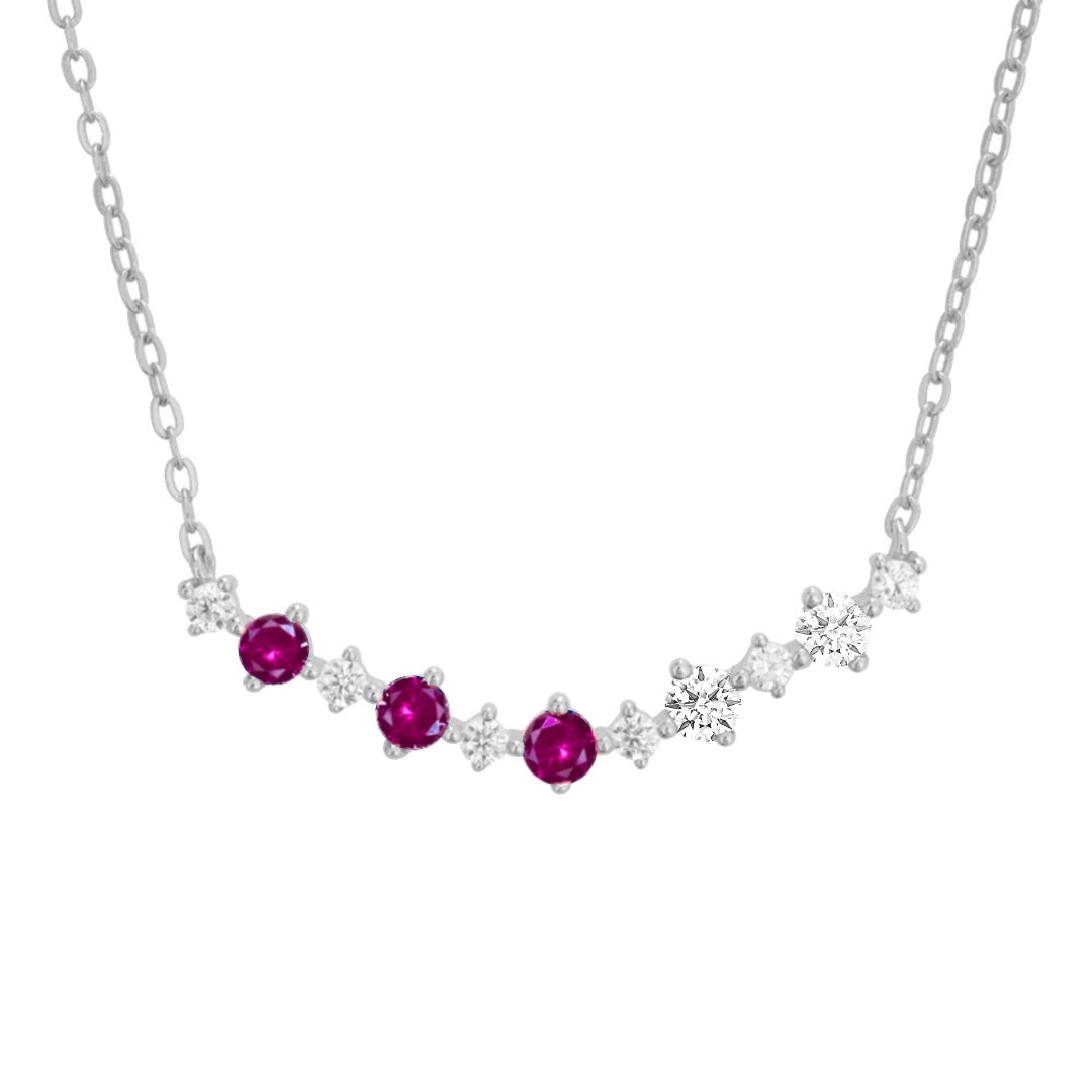 Sterling Silver Colorful Rounded Bar Necklace - HK Jewels