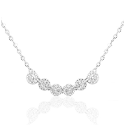 Sterling Silver 6 Micro Pave Circles Bar Necklace - HK Jewels