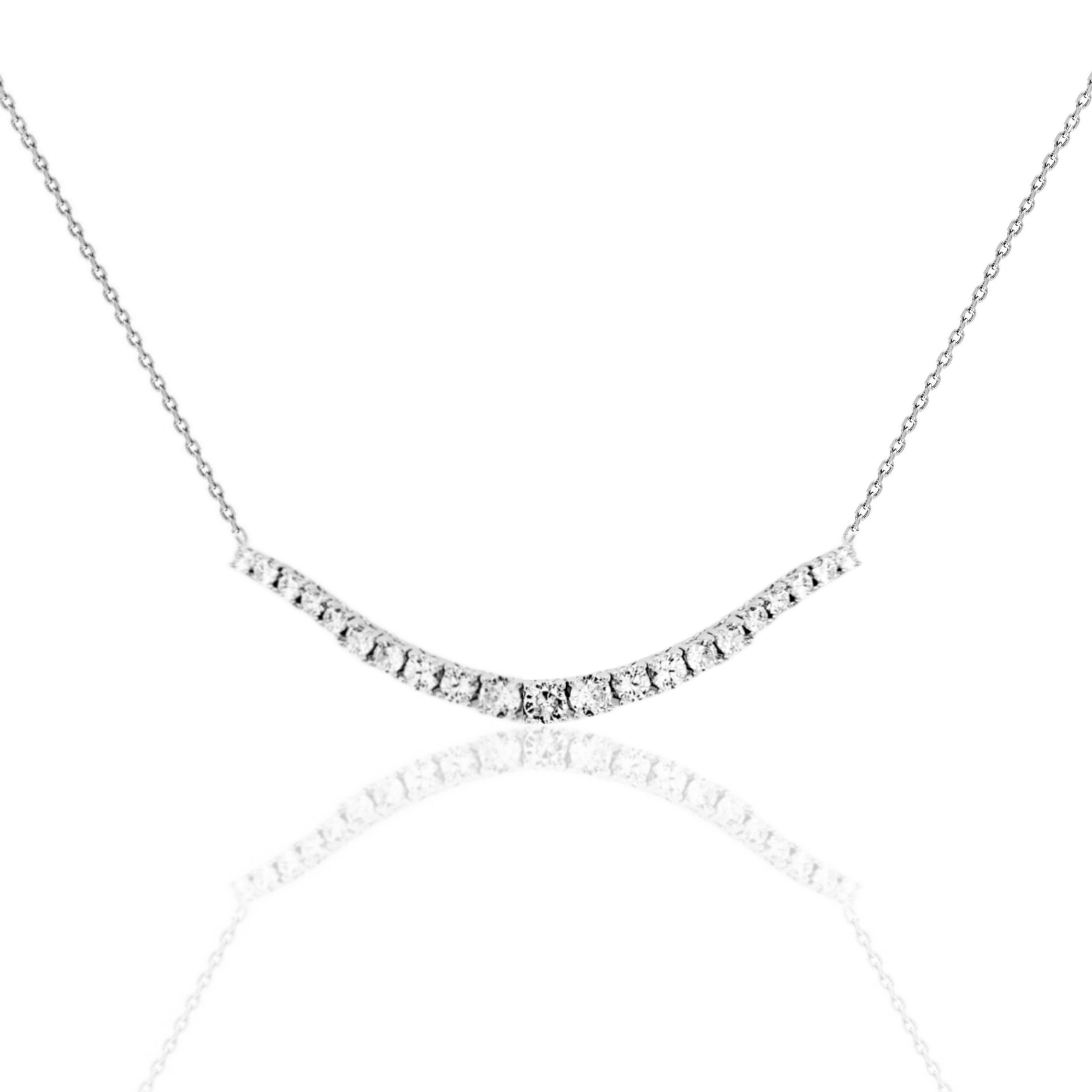 Sterling Silver Tennis Bar Necklace - HK Jewels