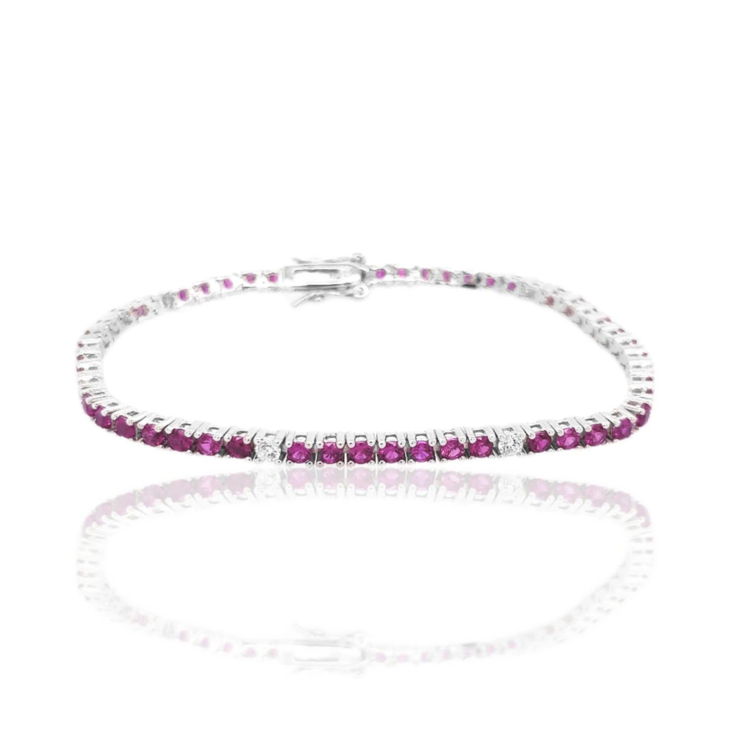 Sterling Silver Ruby, Emerald, and Sapphire 3.5mm Colored CZ Stone Bracelets - HK Jewels