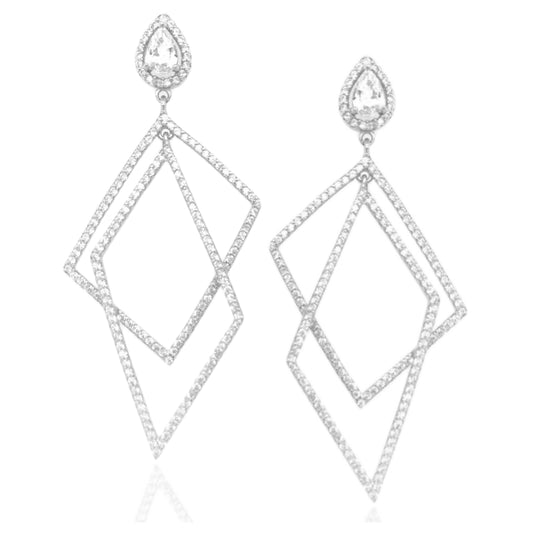 Sterling Silver Large Geometric Earring - HK Jewels