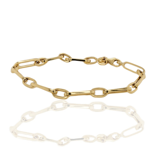 14K Yellow Gold Paperclip Link Bracelet - HK Jewels