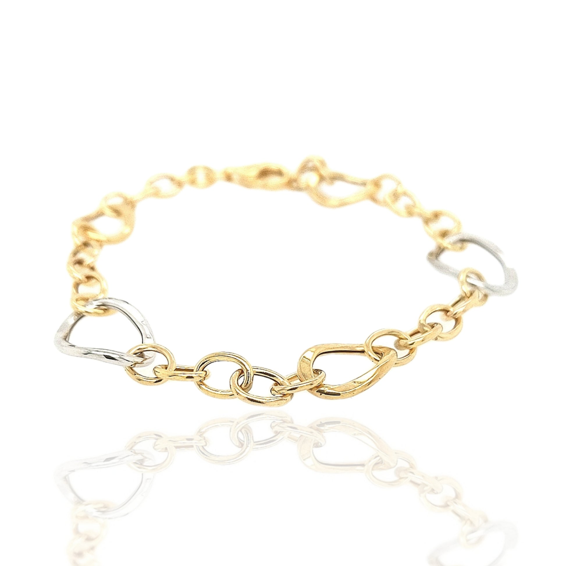 14K Two Tone Link Bracelet - HK Jewels