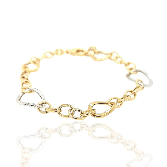 14K Two Tone Link Bracelet - HK Jewels