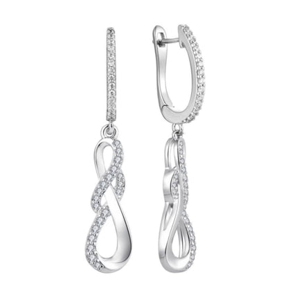 Sterling Silver Micropave Double Braid Earring - HK Jewels
