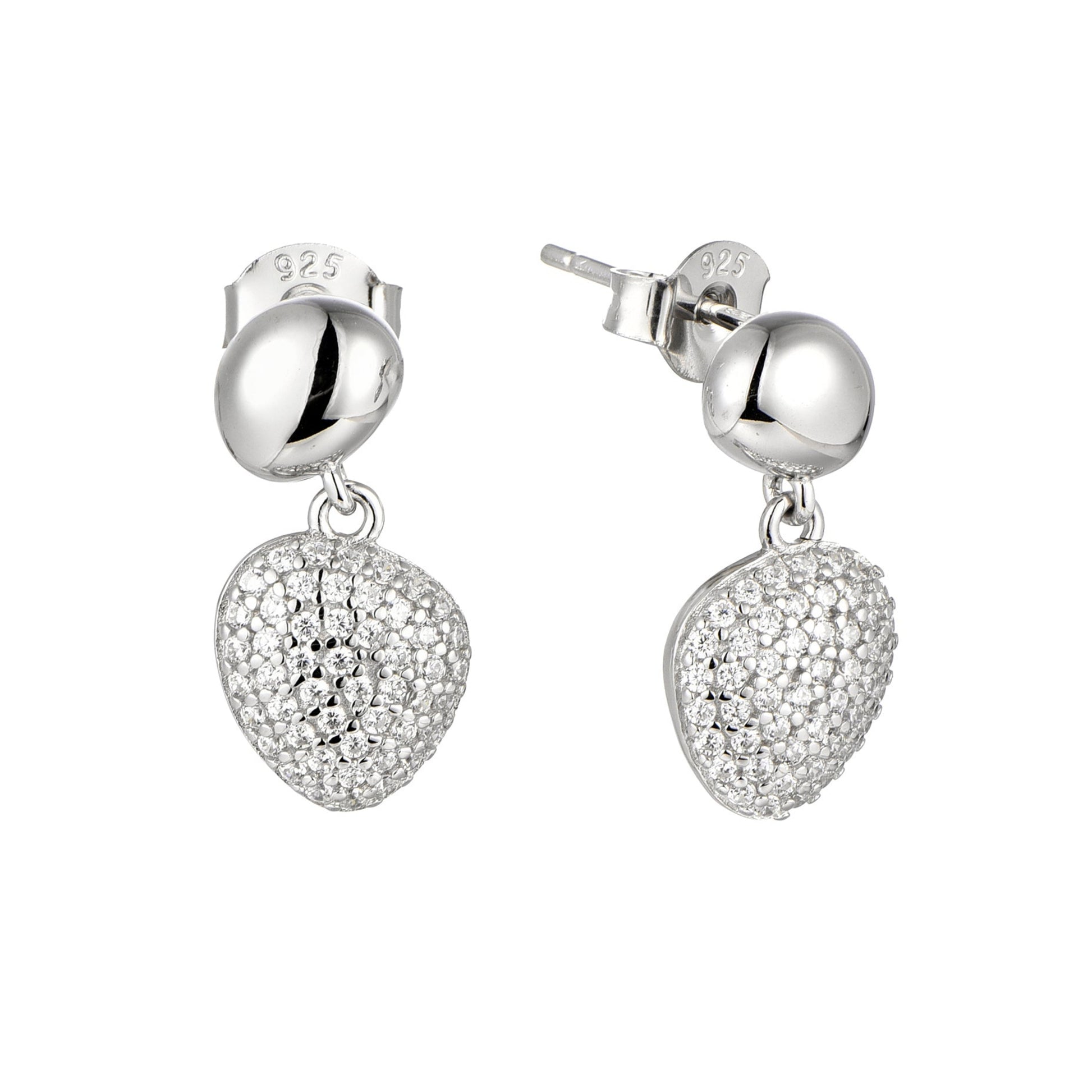 Sterling Silver Micropave Natural Shape Earring - HK Jewels