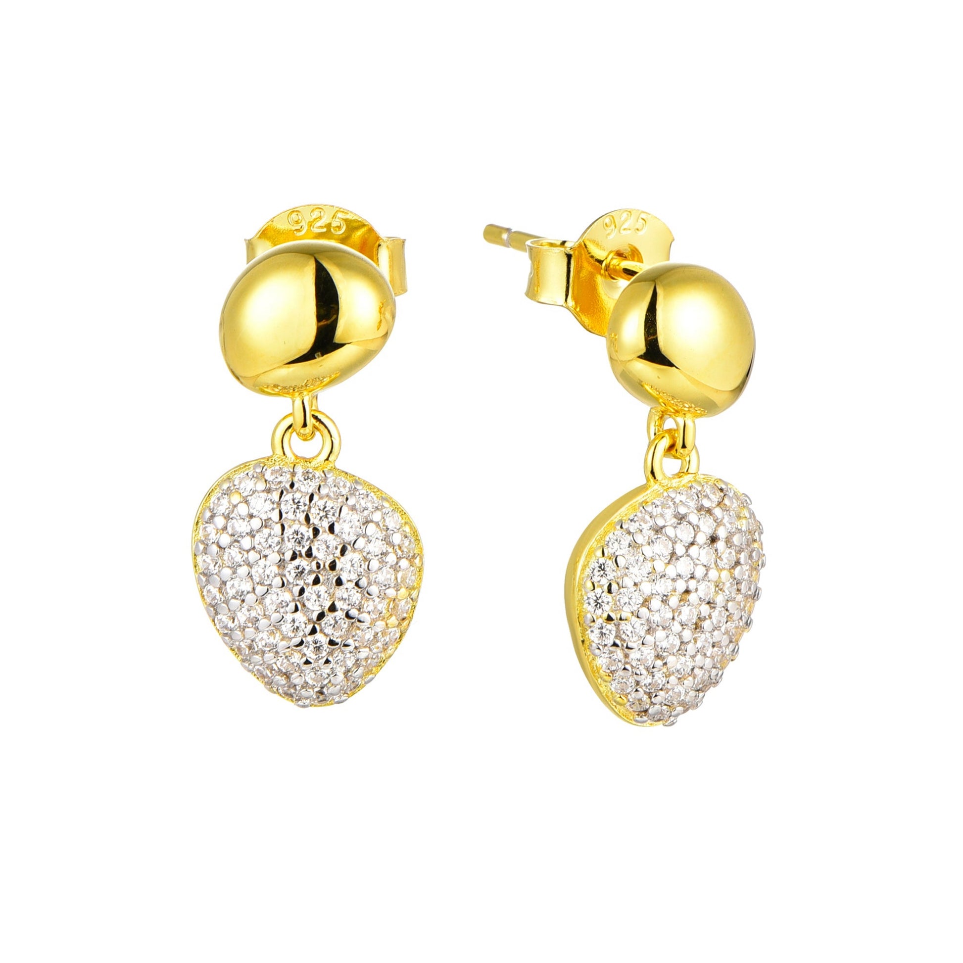 Sterling Silver Micropave Natural Shape Earring - HK Jewels