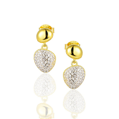 Sterling Silver Micropave Natural Shape Earring - HK Jewels