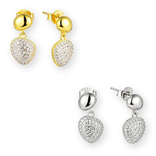 Sterling Silver Micropave Natural Shape Earring - HK Jewels