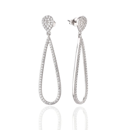 Sterling Silver Elongated Teardrop Earring - HK Jewels