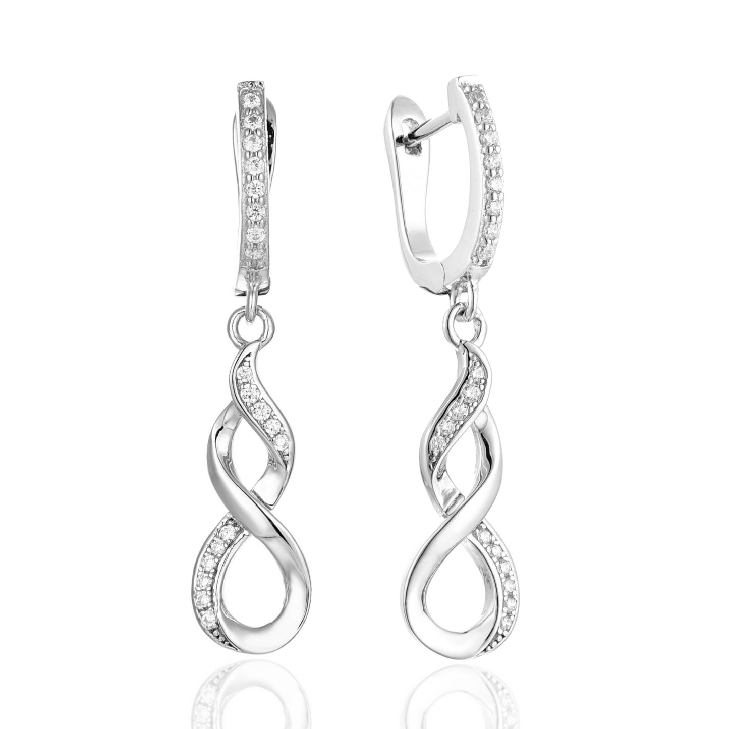 Sterling Silver Micropave Braid Earring - HK Jewels