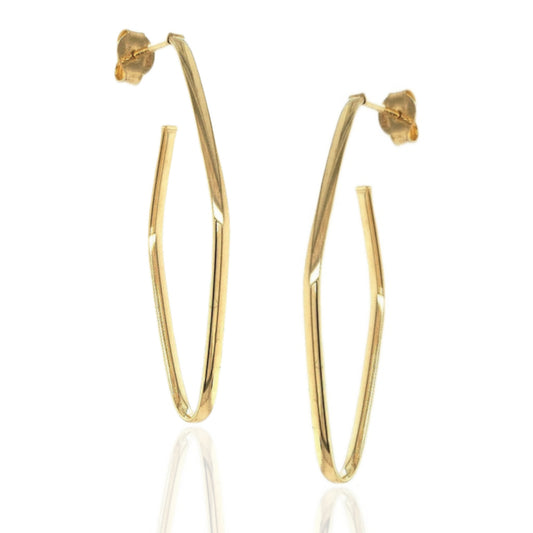 14K Open Oval Hoop Earrings - HK Jewels