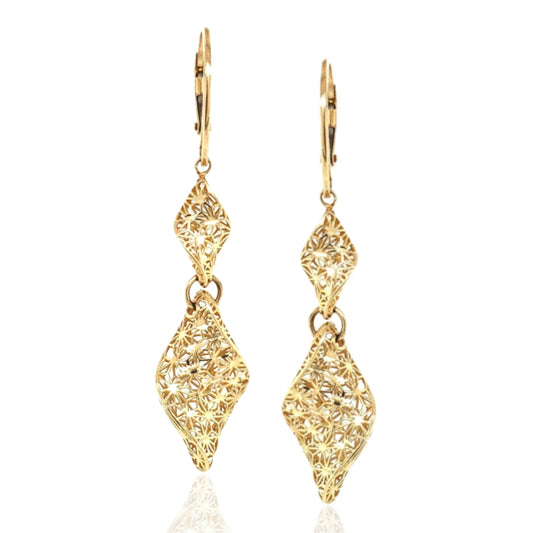 14K Double Twisted Diamond Shaped Earrings - HK Jewels