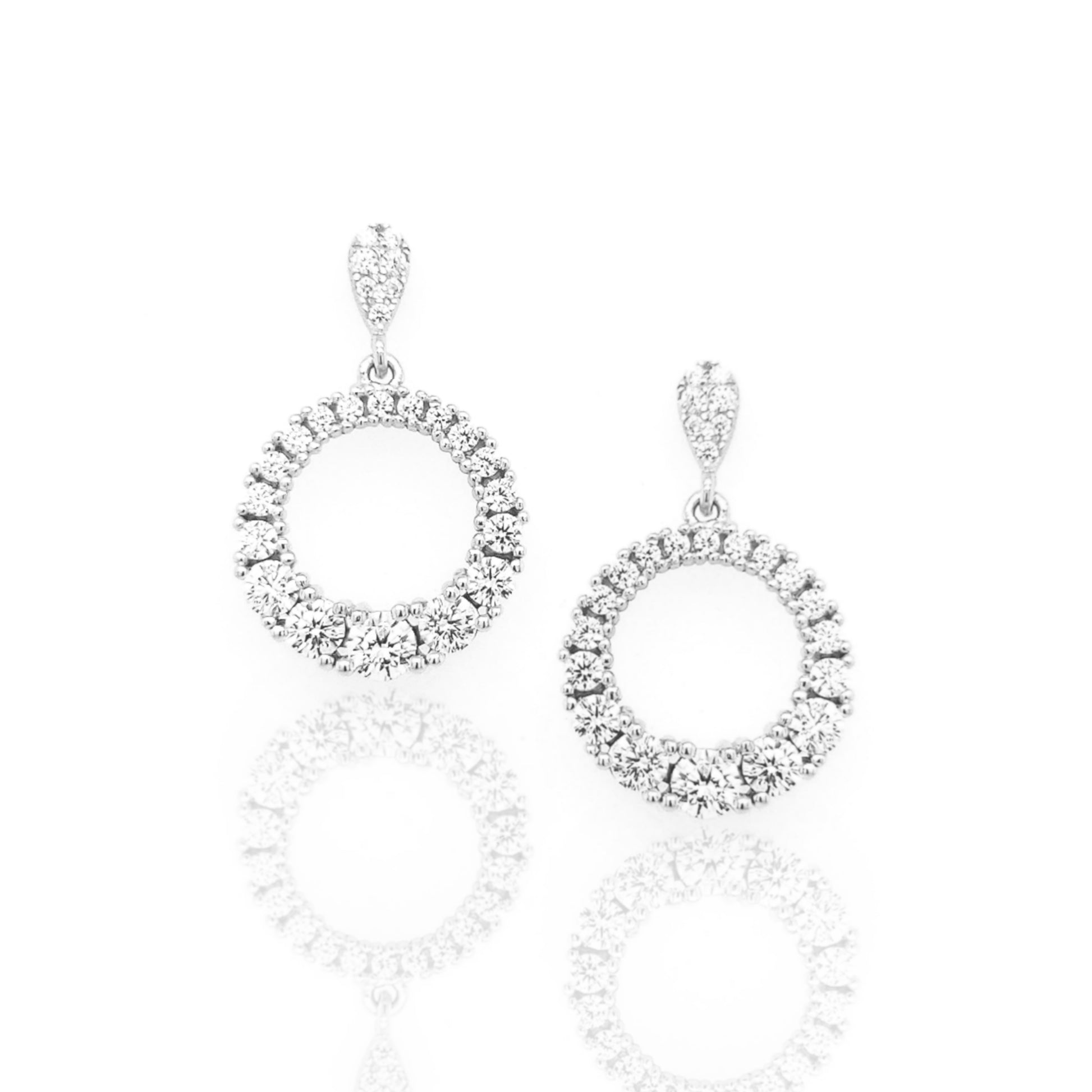 Sterling Silver Graduated CZ Circle Earring - HK Jewels