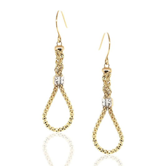 14K Rope Teardrop Earrings - HK Jewels