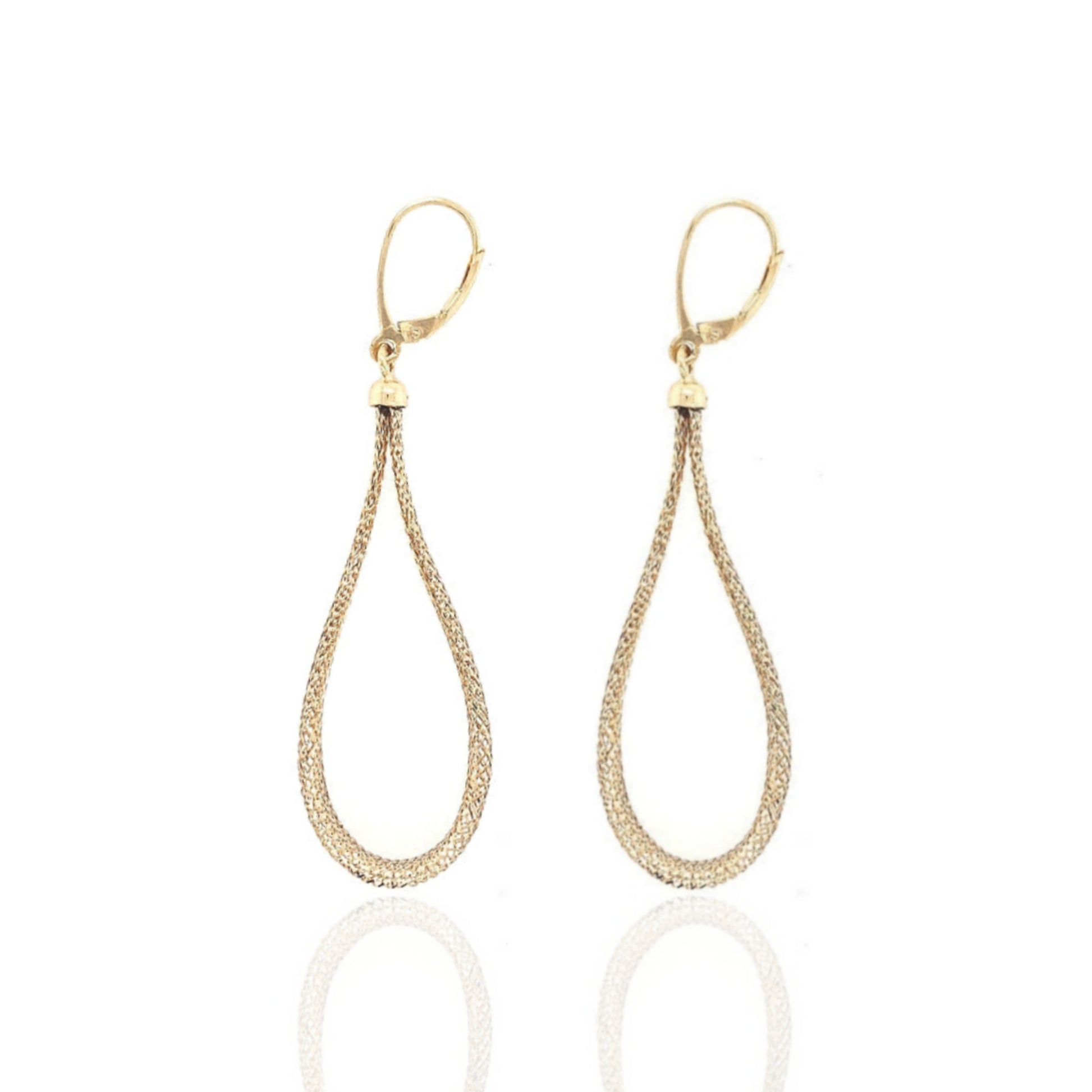 14K Long Soft Teardrop Earrings - HK Jewels