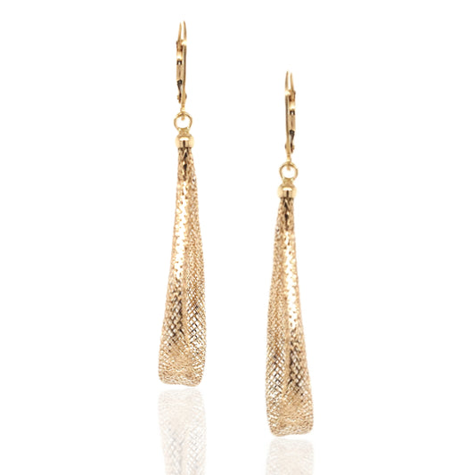 14K Long Soft Teardrop Earrings - HK Jewels