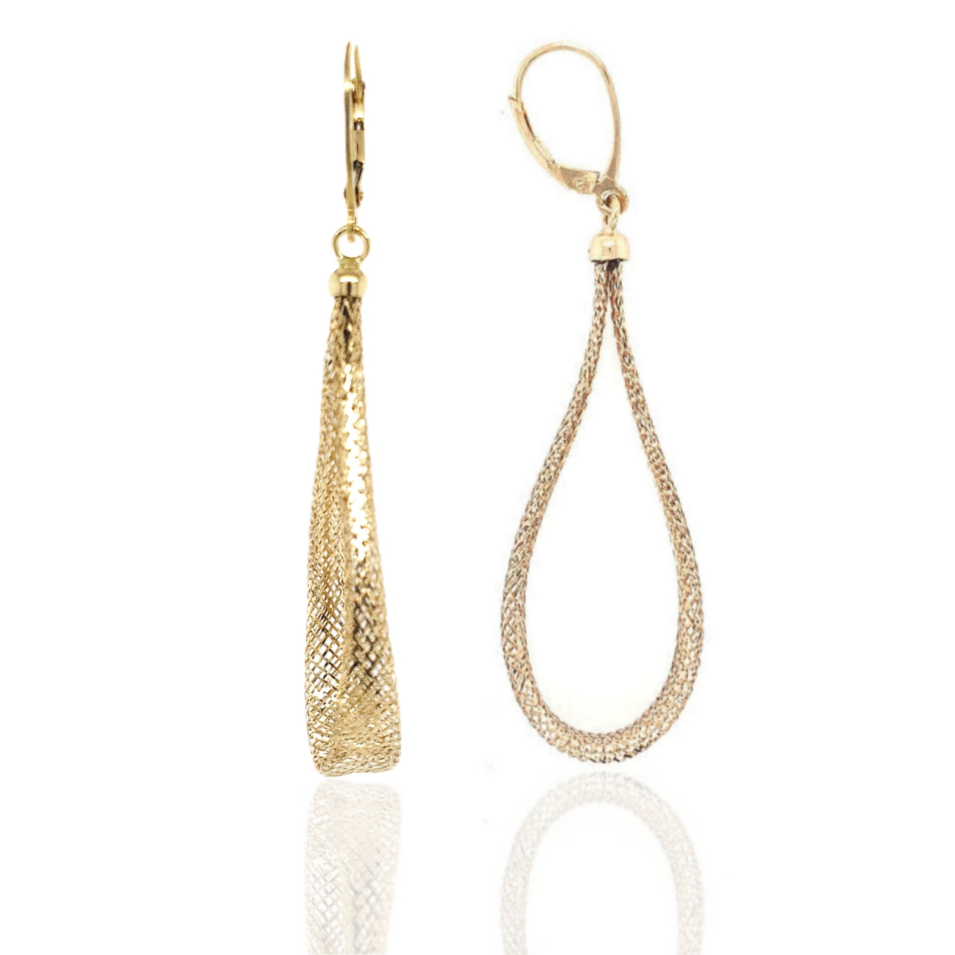 14K Long Soft Teardrop Earrings - HK Jewels