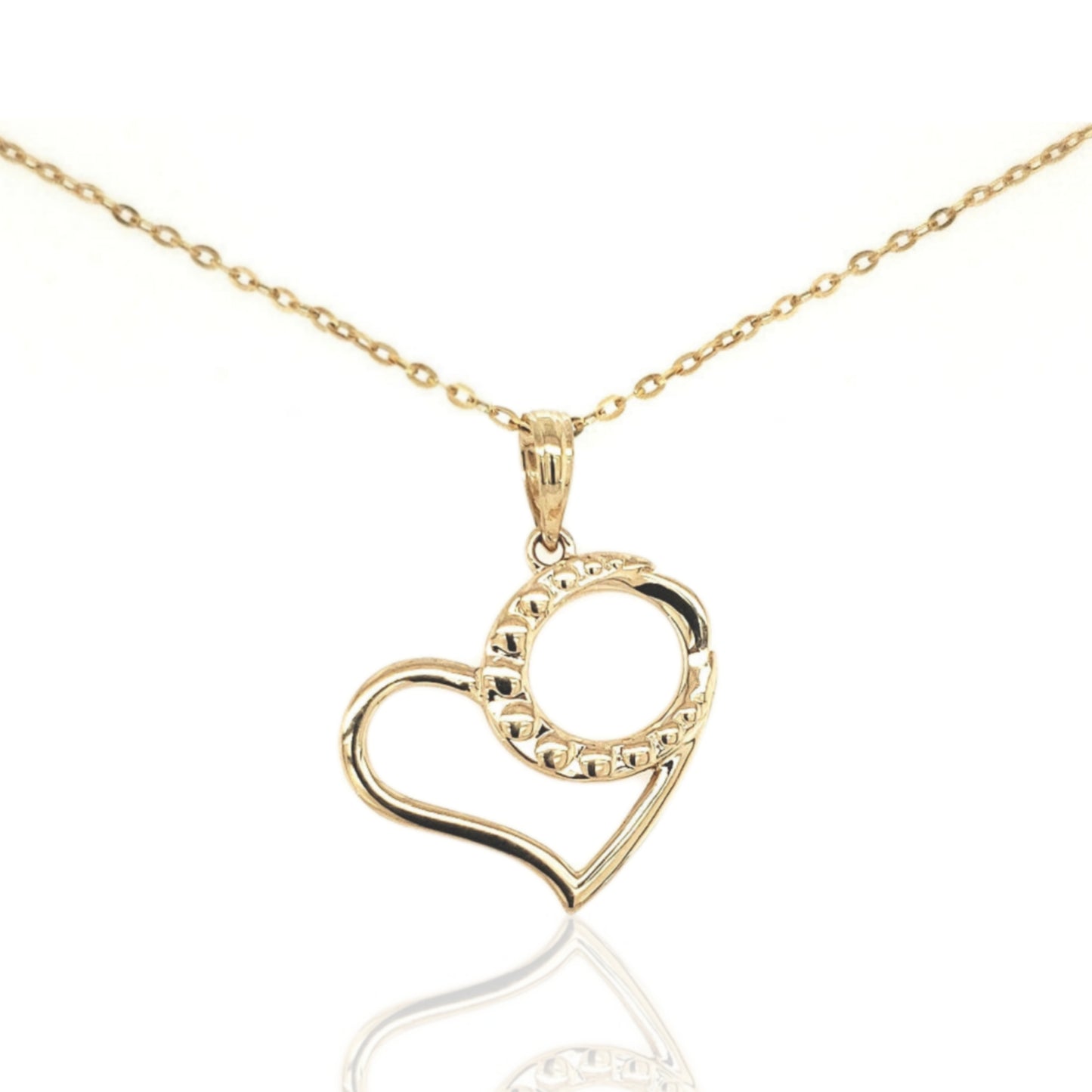 14K Circle Inside Heart Pendant - HK Jewels