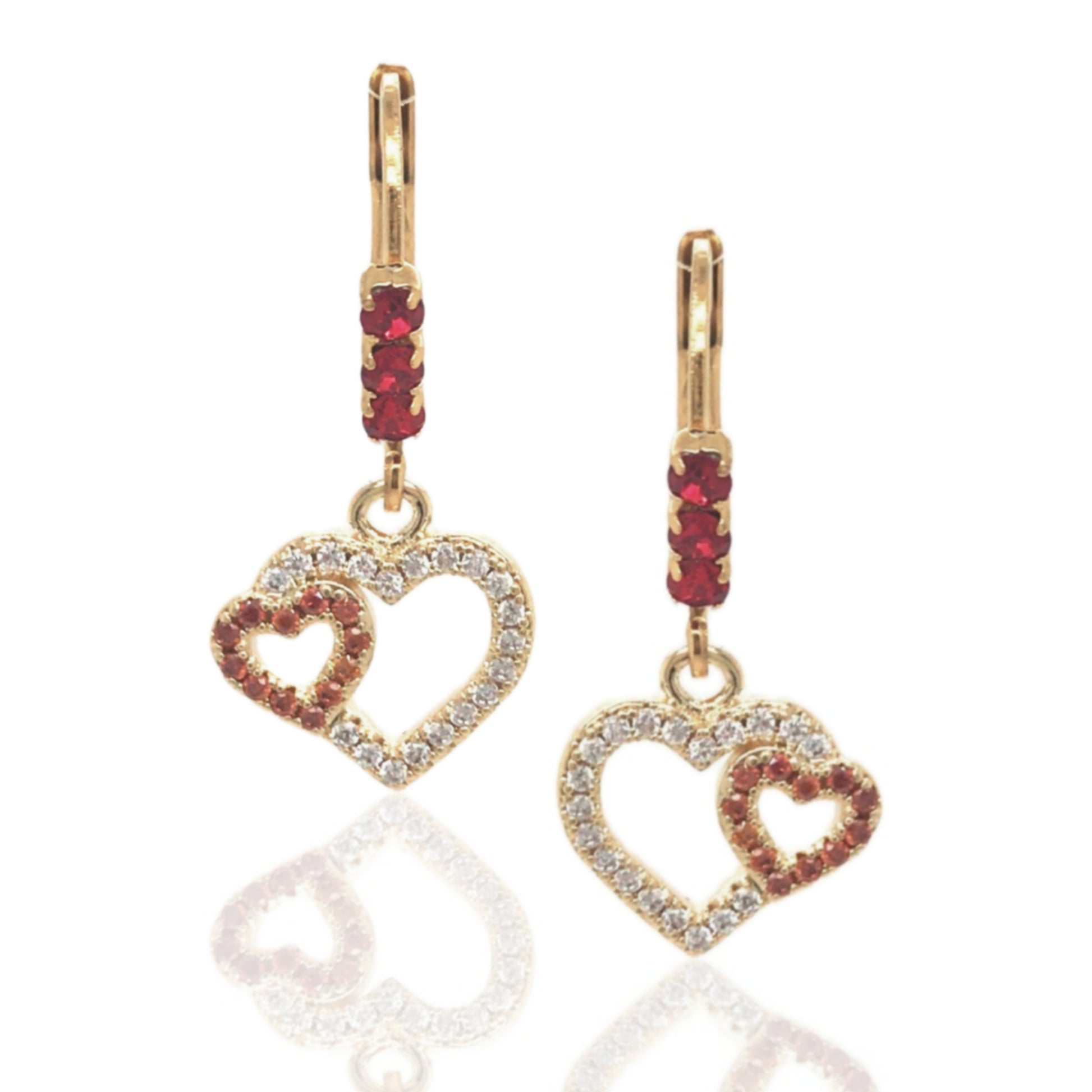 Double Heart Micropave Earrings - HK Jewels