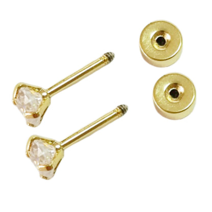 Gold Plated Surgical Steel CZ Stud Earrings - HK Jewels