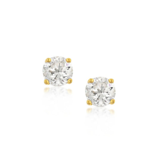 Gold Plated Surgical Steel CZ Stud Earrings - HK Jewels