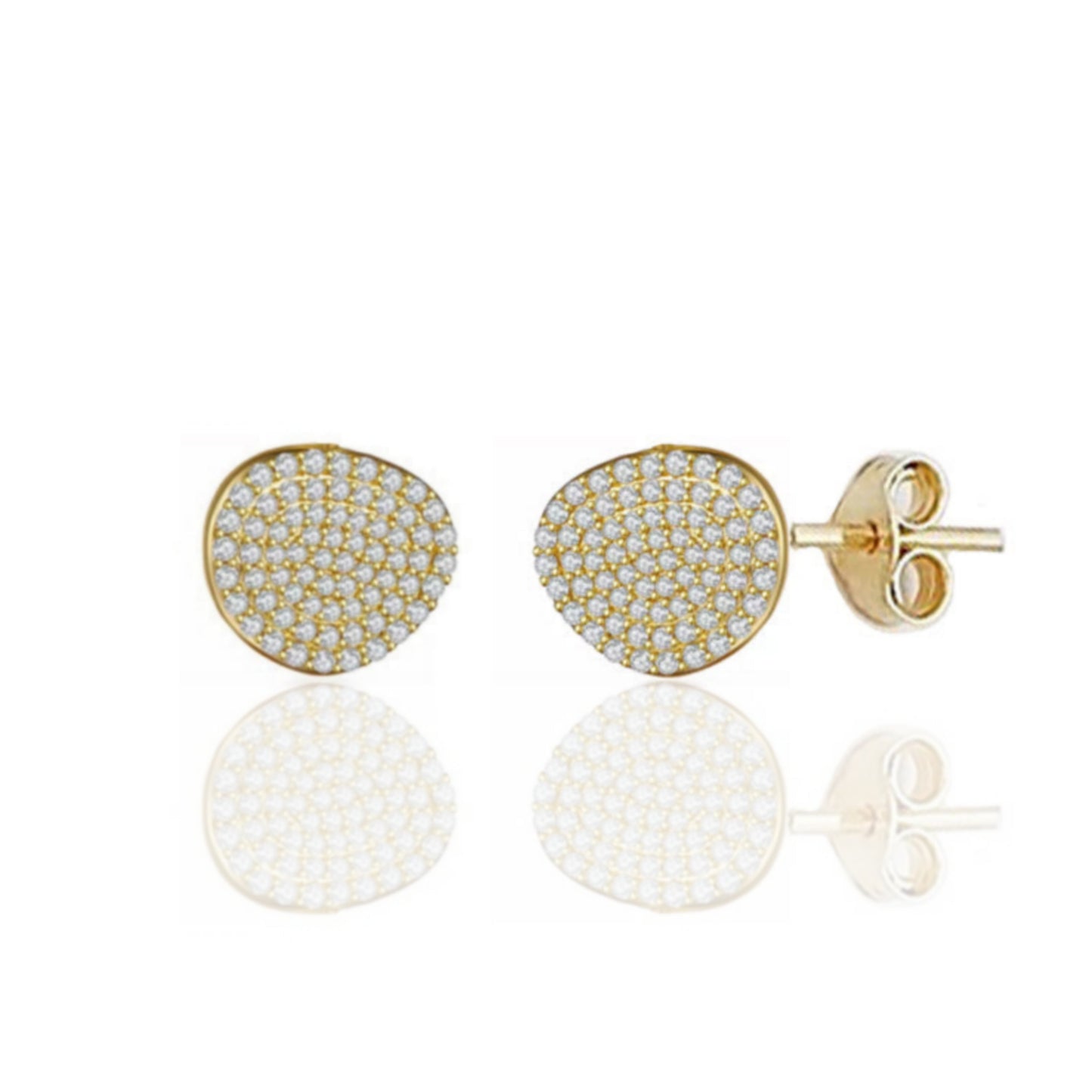 Gold Plated Surgical Steel CZ Natural Shape Earrings - HK Jewels
