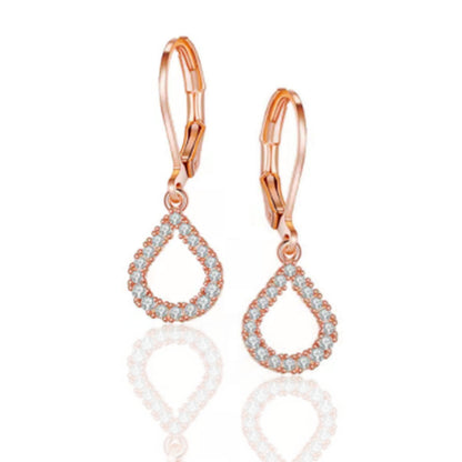 Gold Plated Surgical CZ Hollow Teardrop Shape Earrings - HK Jewels
