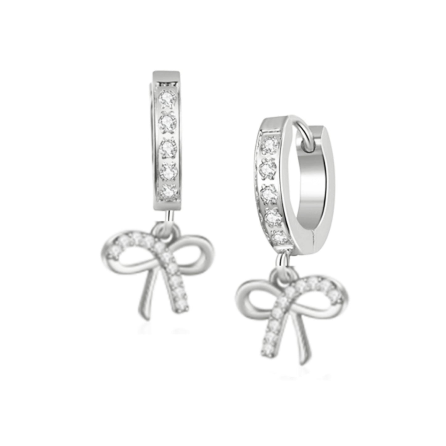 Surgical Steel CZ Bowknot Shape Earrings - HK Jewels