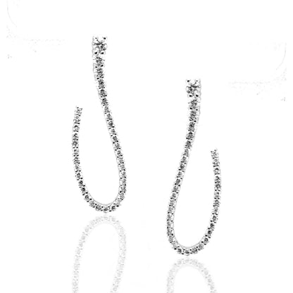 14K White Gold Diamond Open Teardrop Earrings - HK Jewels