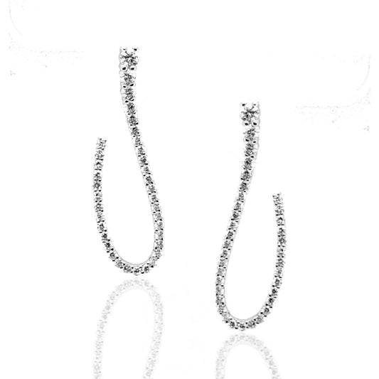 14K White Gold Diamond Open Teardrop Earrings - HK Jewels