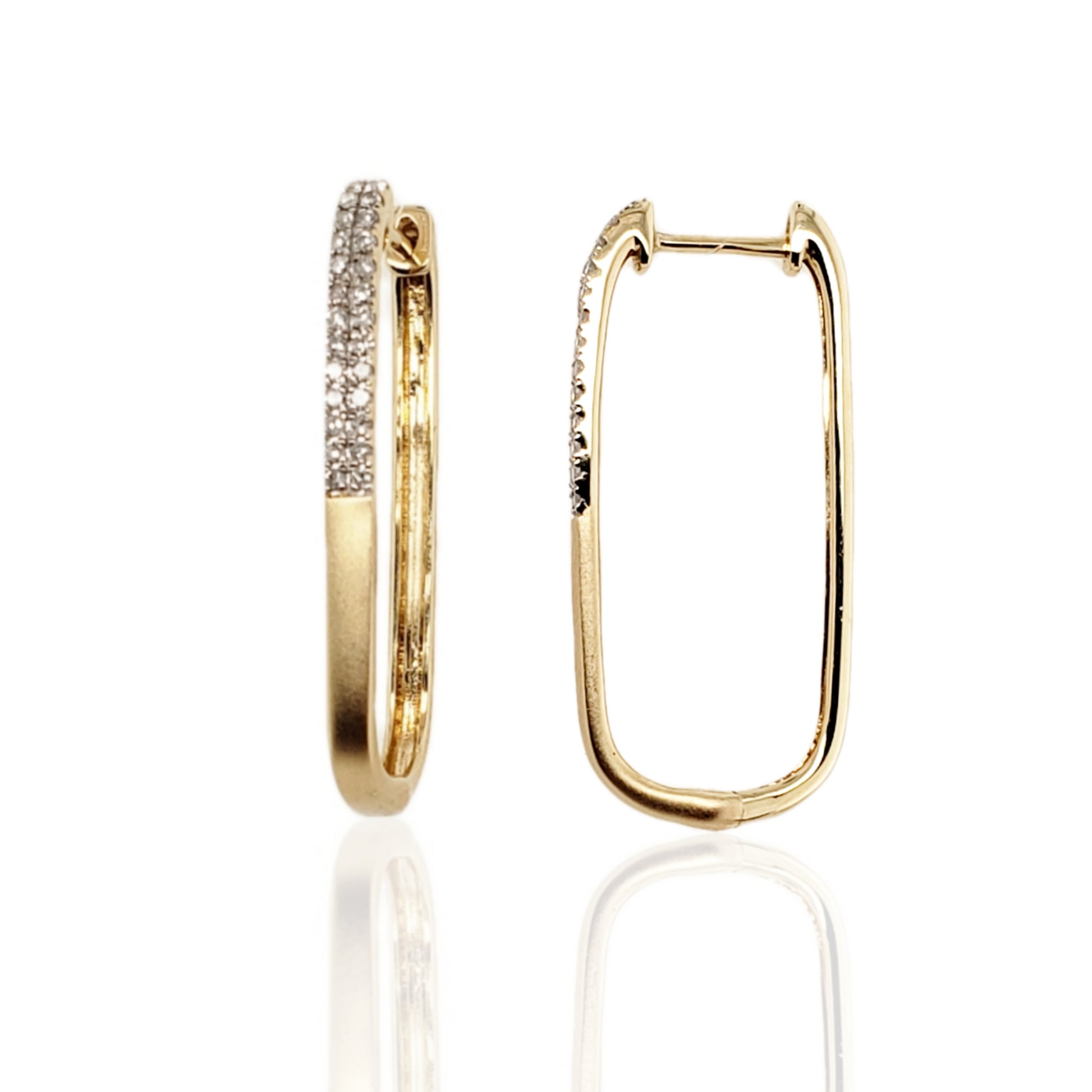 14K Gold And Diamond Paperclip Hoop Earring - HK Jewels
