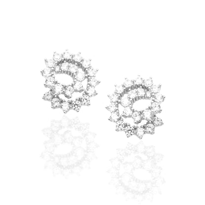 Sterling Silver Large CZ Swirl Stud Earring - HK Jewels