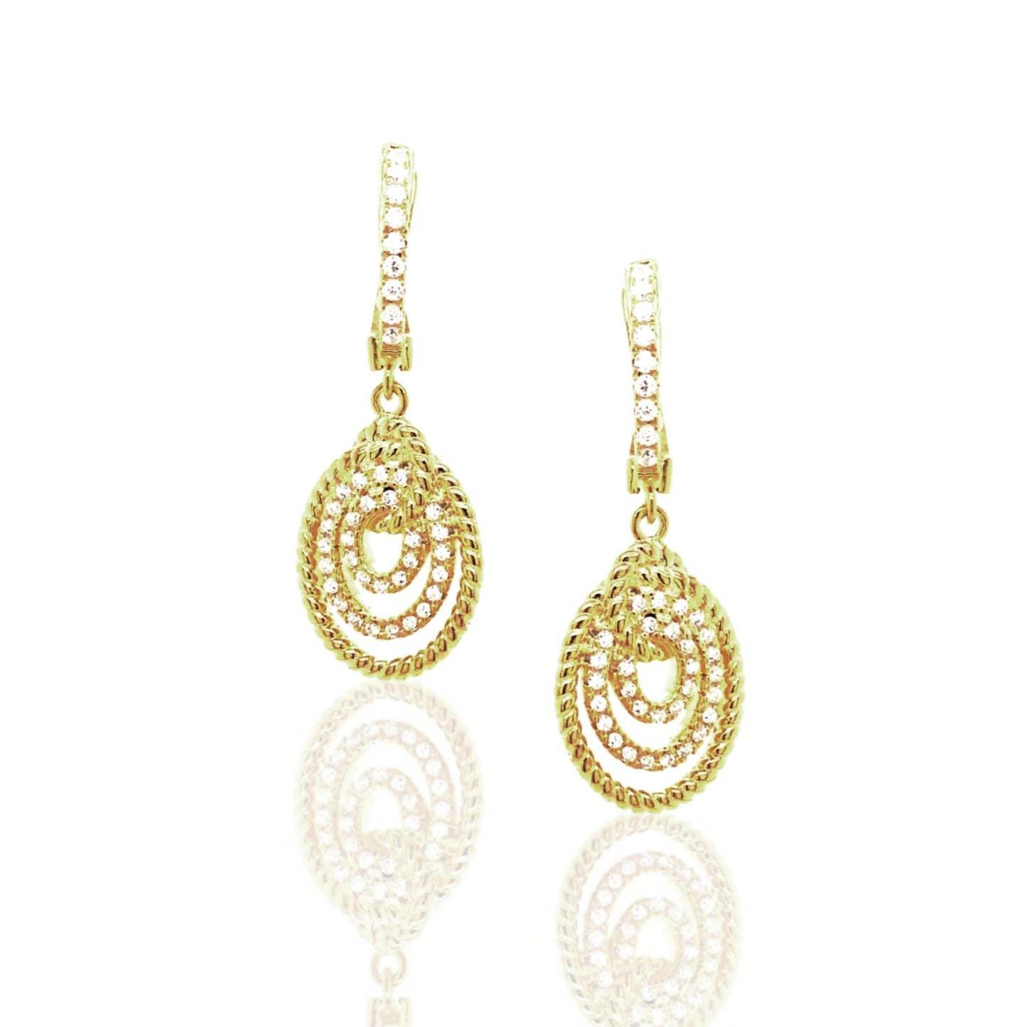 Sterling Silver Gold Plated  Oval Earrings - HK Jewels