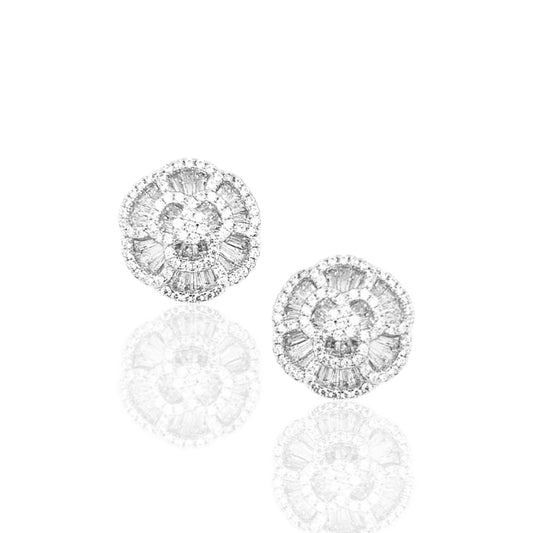 Sterling Silver Flower Stud Earrings - HK Jewels