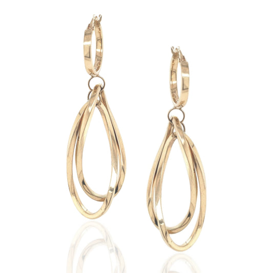 14K Double Twisted Oval Earrings - HK Jewels