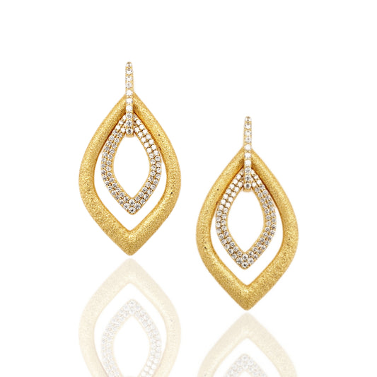Gold Plated Sterling Silver Double Flame Shape Earrings - HK Jewels