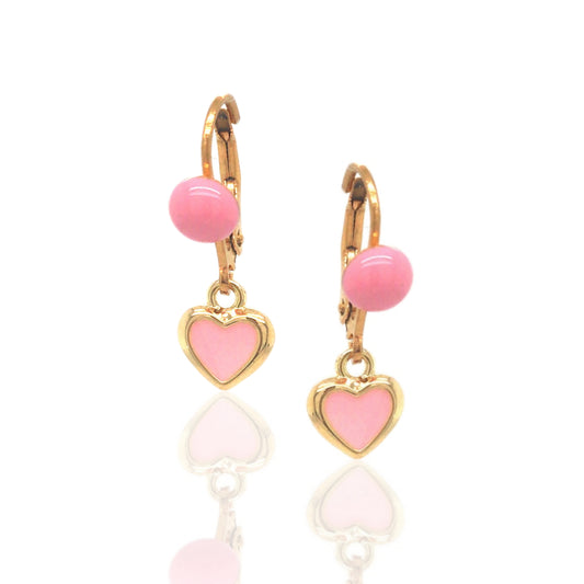 Tiny Pink Gold Framed Heart Earring - HK Jewels