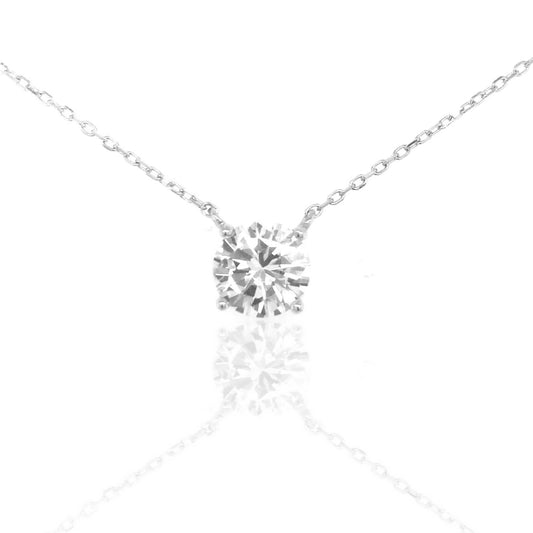 Sterling Silver 8mm Solitaire Necklace - HK Jewels
