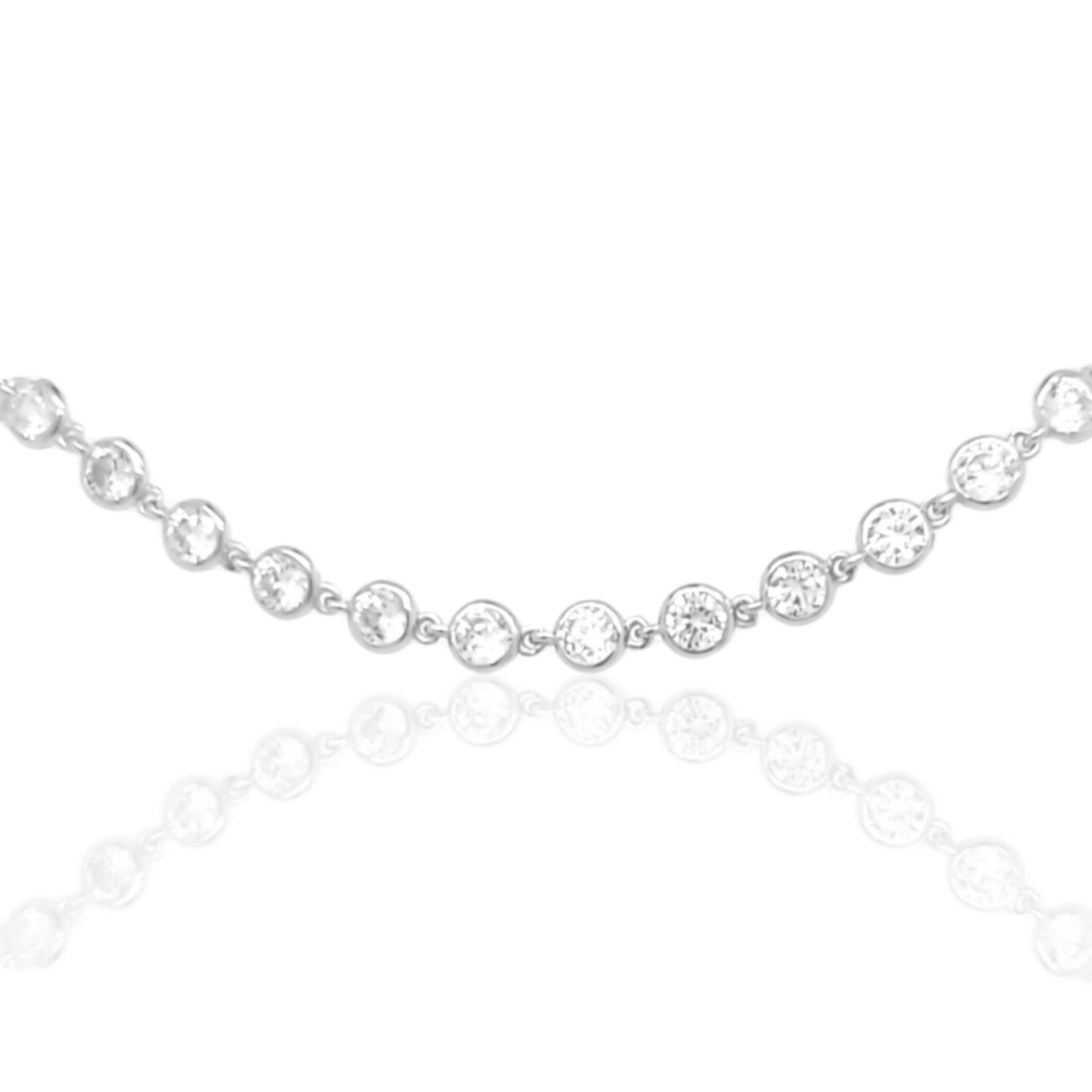 Sterling Silver CZ Tennis Soft Bar Choker Necklace - HK Jewels