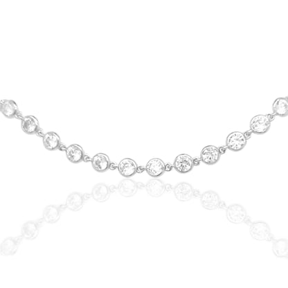 Sterling Silver CZ Tennis Soft Bar Choker Necklace - HK Jewels